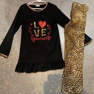 "LOVE" Cheetah print pants set
